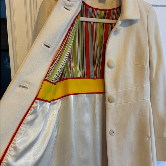 J Crew Wool-blend lady day pea coat in Ivory 2 Classic Silk Lining 3 Buttons - Picture 9 of 11